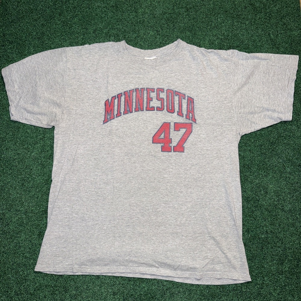 Vintage Majestic Minnesota Liriano 47 Gray T Shirt‎ Size 2XL V41
